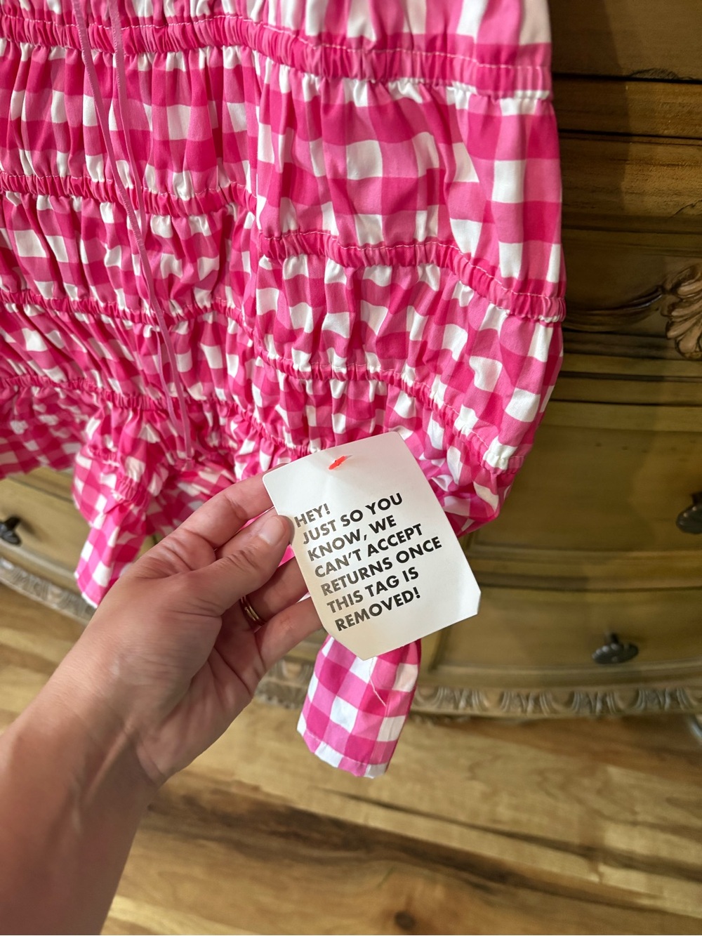 NWT ASOS Design - 4 - Pink Gingham Romper - Picture 3 of 5
